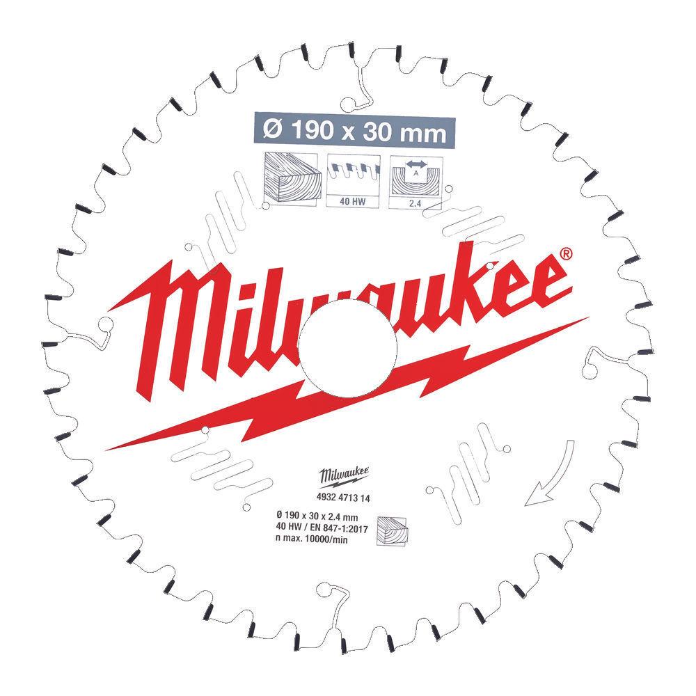 Milwaukee Pílový kotúč drevo 190X30X2.4X40ATB NEG.