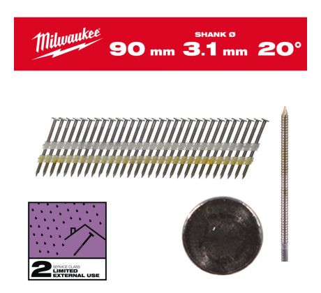 Milwaukee Klince 20 guľ. hlava 90 RSGSC2 - 1750ks